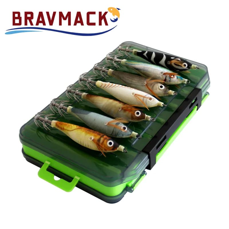 14 leurres calmar luminescents en boîte - leurres à crevette en bois pour pêche en mer