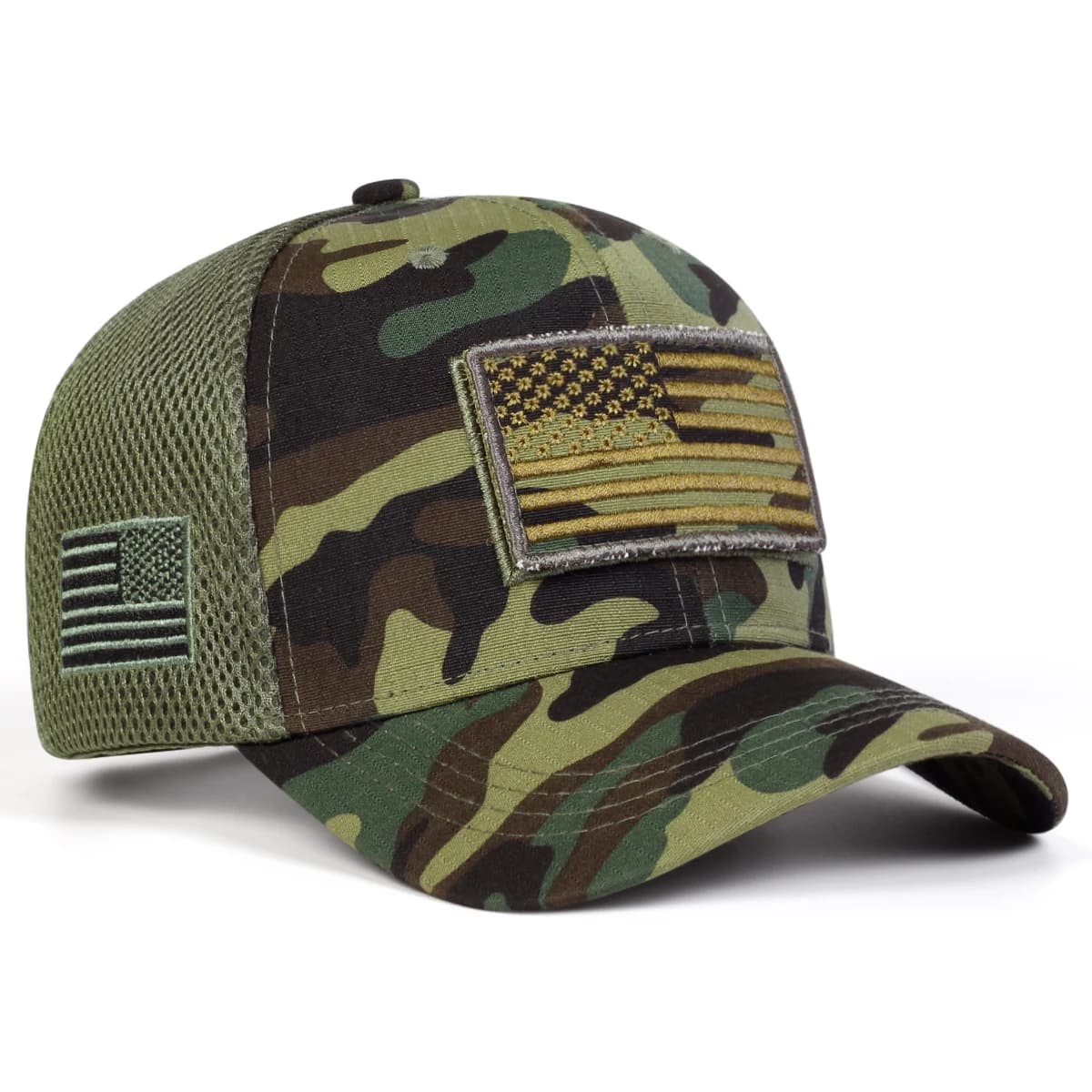 Casquette camouflage drapeau américain brodé - Unisexe printemps été outdoor - Ajustable protection UV