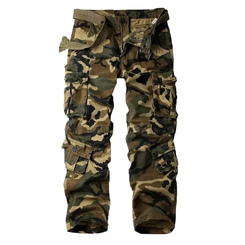 Pantalon cargo camouflage pur coton droit loose travail résistant pêche chasse randonnée