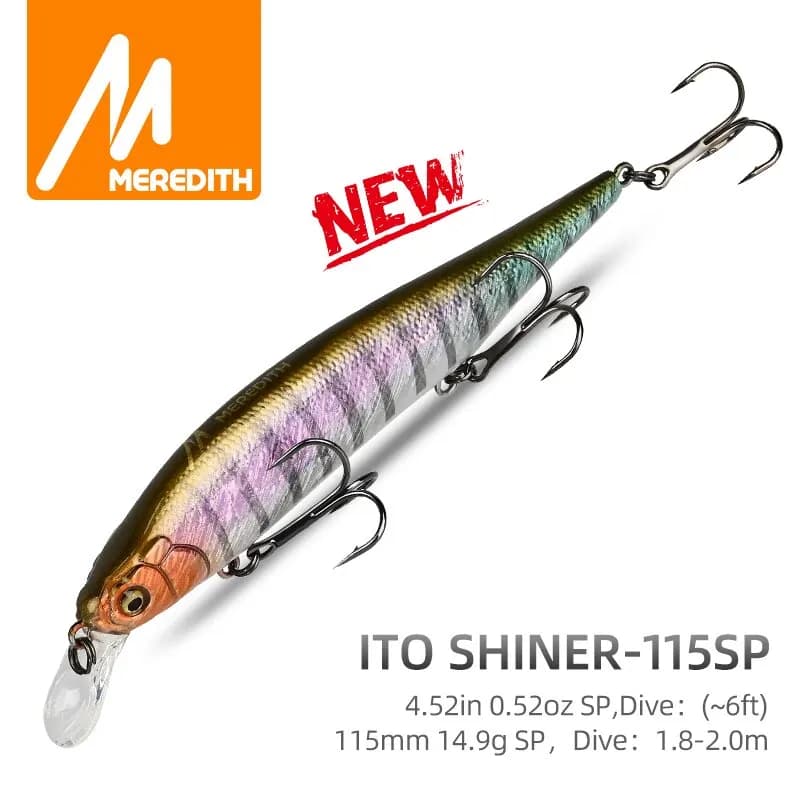 Leurre pêche MEREDITH ITO SHINER-115SP : leurre minnow plombé tungstène pour carnassiers qualité pro