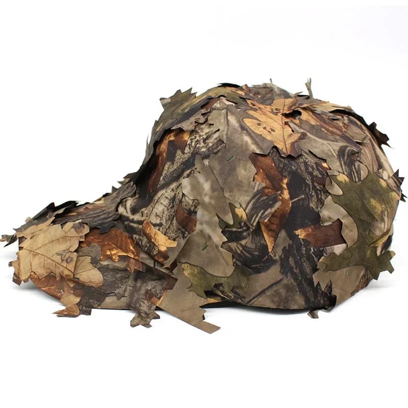 Chapeau camouflage 3D bionique pêche - Discrétion optimale pour observation oiseaux et pêche