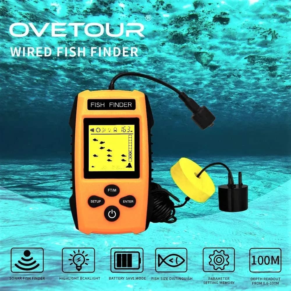 Détecteur de poissons portable intelligent 2023 avec sonar et alerte - Échosondeur pêche sans fil