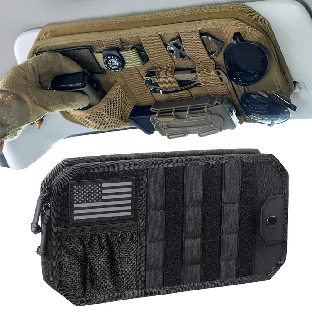 Organisateur pare-soleil voiture pour rangement accessoires pêche et équipement chasse