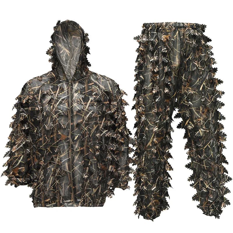 Équipement chasse Ghillie 3D feuilles léger - camouflage sniper airsoft tir pêche extérieur