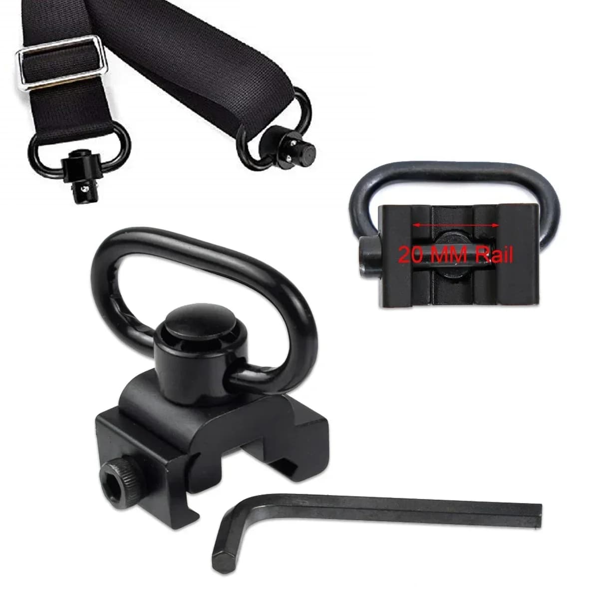Mousqueton rapide rotatif 360° pour sangle - Accessoire pêche et chasse fixation facile 1.25"