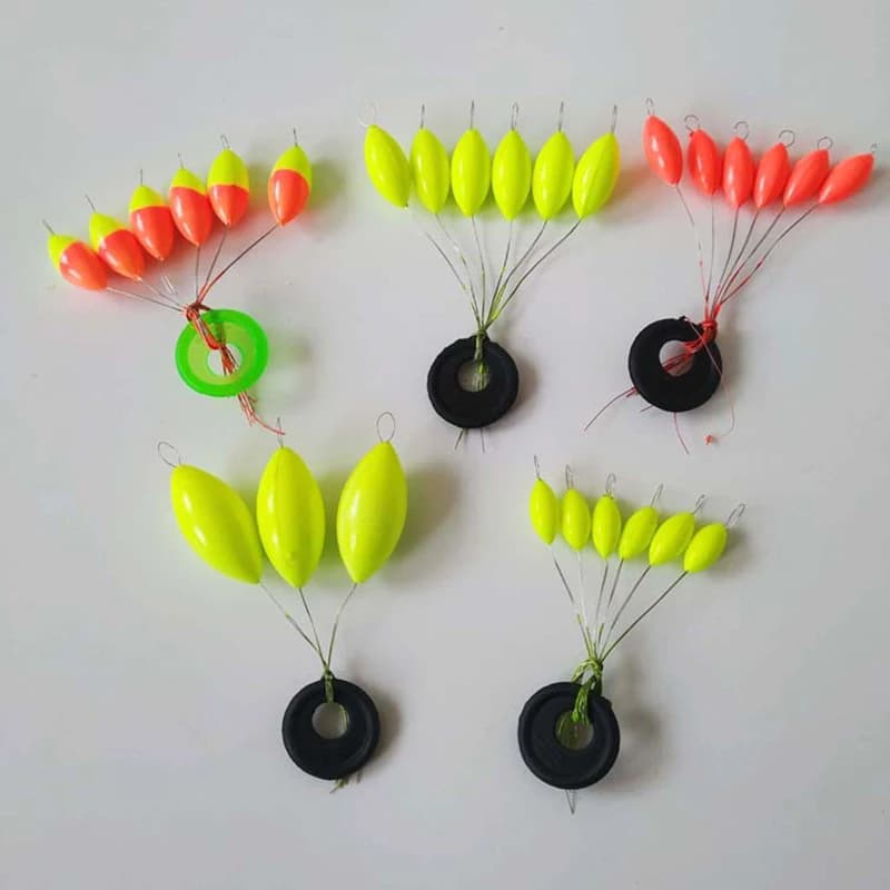 Lot 480 perles flottantes mini ovale rouge jaune mix pour montages pêche flotteurs 7 étoiles