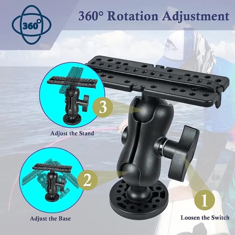 Support rotatif 360° pour sondeur et GPS de kayak - Base de fixation pour équipements électroniques de pêche