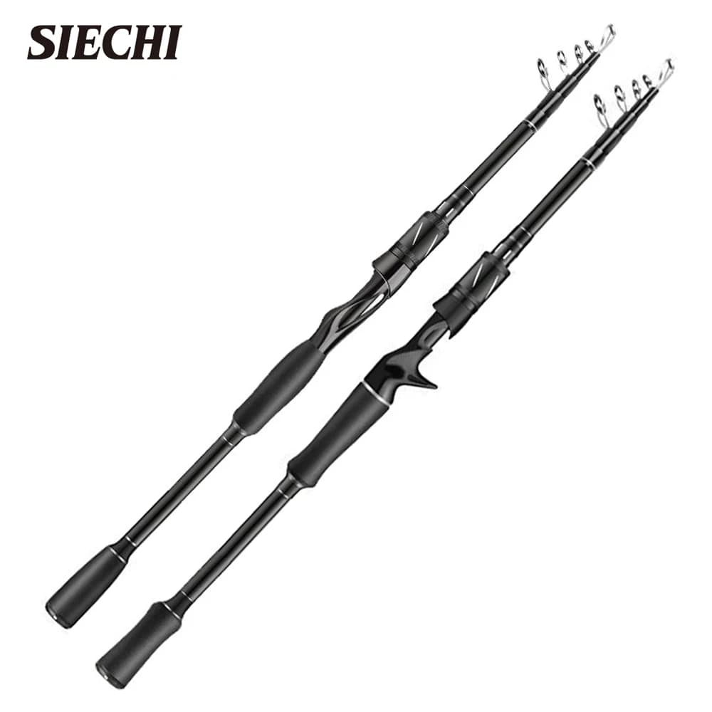 Canne pêche télescopique SIECHI fibre carbone 1.8m-2.7m super rigide pour carpe et leurres