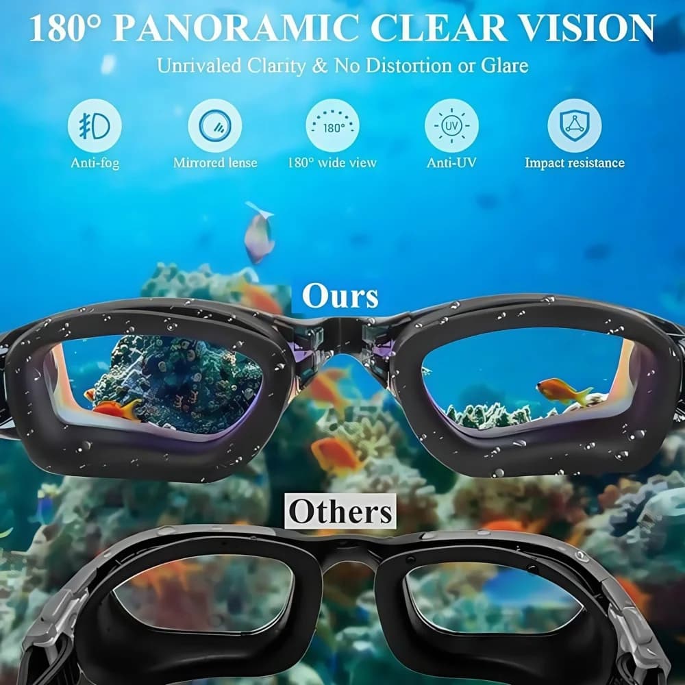 Lunettes de natation complètes avec pince-nez et bouchons - Anti-buée UV étanches - Homme femme