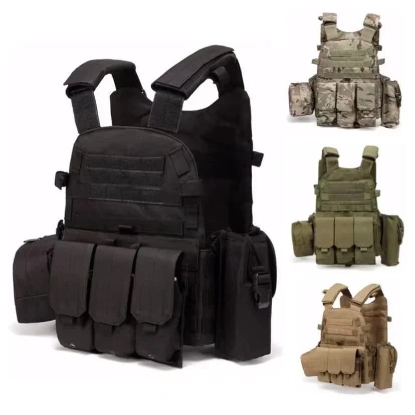 Gilet tactique militaire 6094 avec système MOLLE - Porte-plaques pour pêche extrême et wargame outdoor