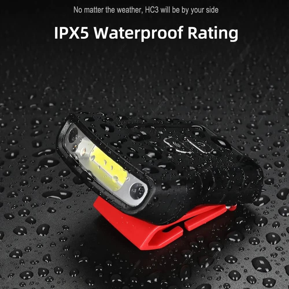 Lampe frontale Klarus HC3 rechargeable USB avec capteur de mouvement pour pêche et camping