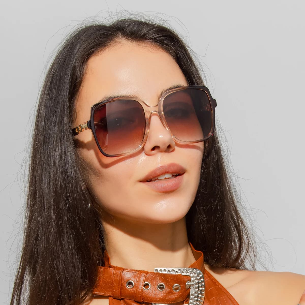 Lunettes de soleil colorées pêche - Grandes montures dégradées UV400 pour pêcheuses fashion