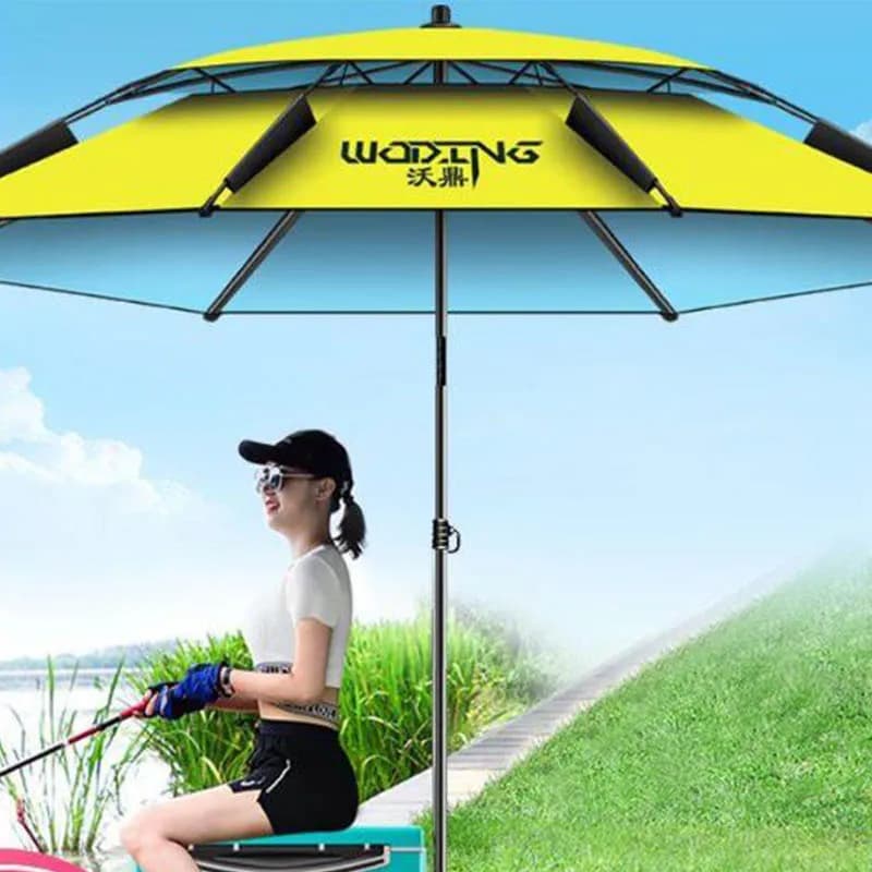 Grand parapluie pêche 2.6m universel imperméable anti-UV anti-vent avec auvent réglable