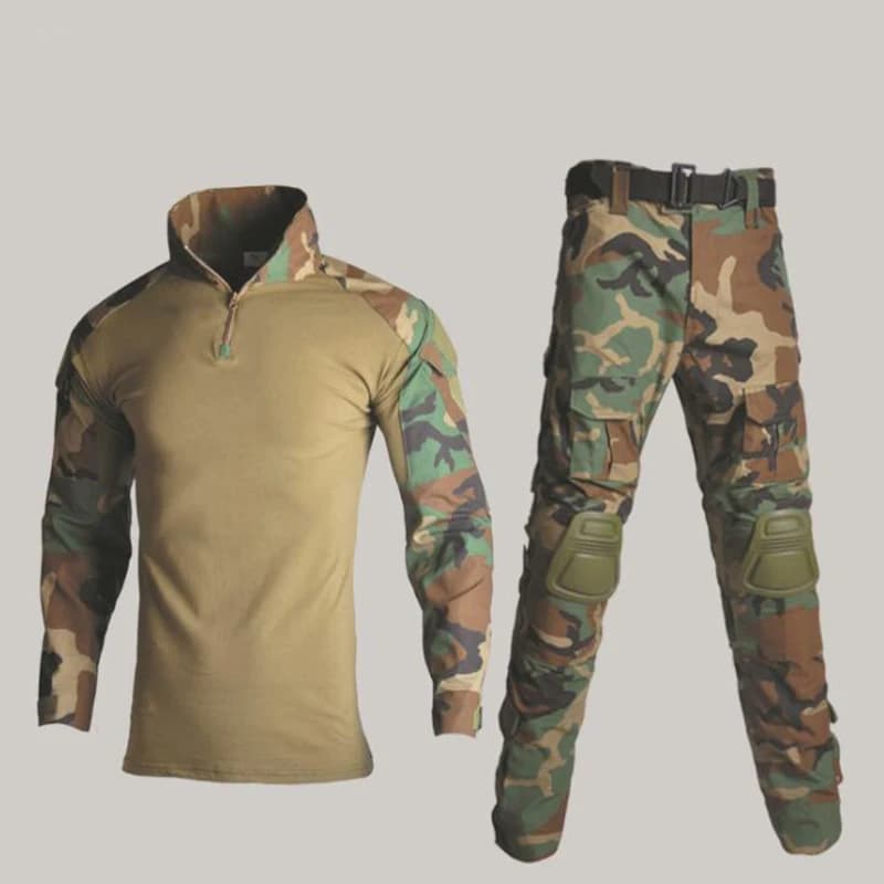 Combinaison Armée Combat Extérieur - Tenue Tactique Pêche Randonnée Chasse avec Protections