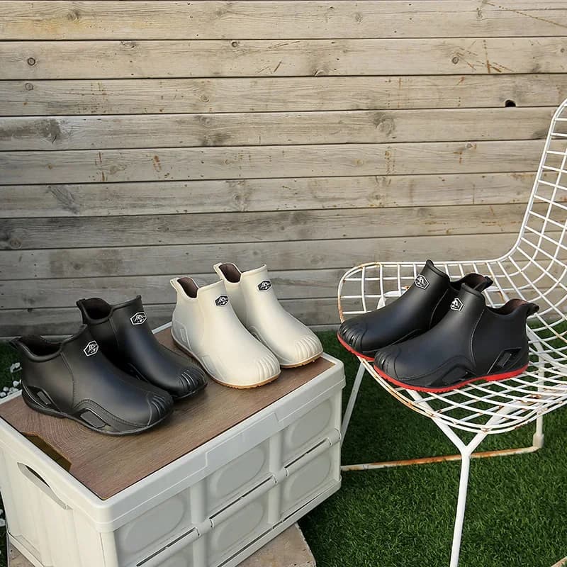Bottes de pêche homme mode cheville basse plastique antidérapantes semelle plate résistantes