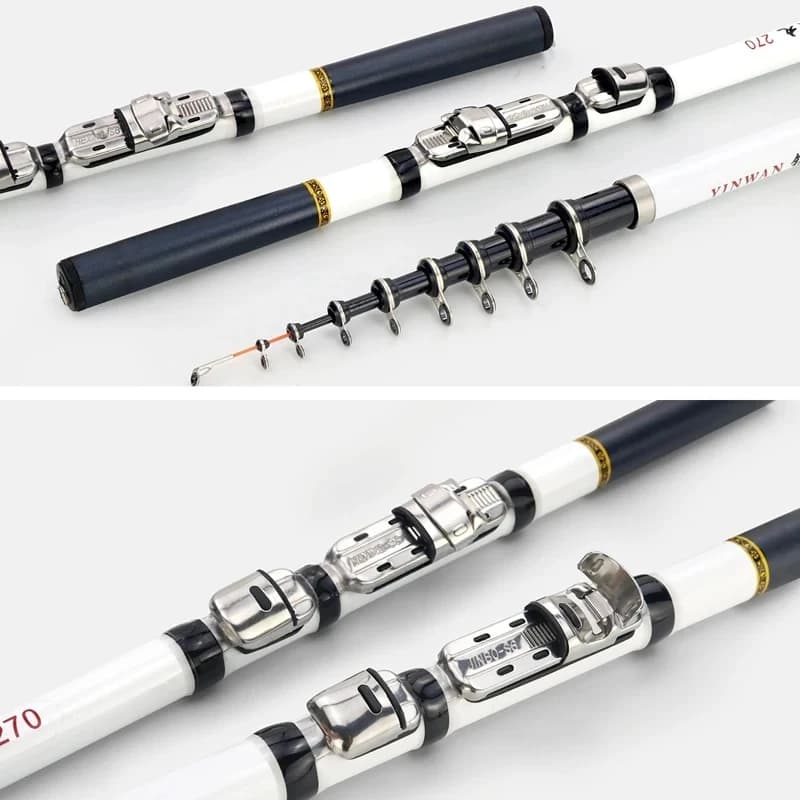 Canne télescopique pêche roche 1.8m à 3m fibre verre voyage mini carp feeder spinning