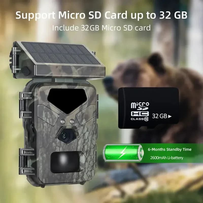 Caméra de traque solaire Mini700 20MP 1080P étanche IP66 - Alimentation solaire pour chasse et sécurité extérieure