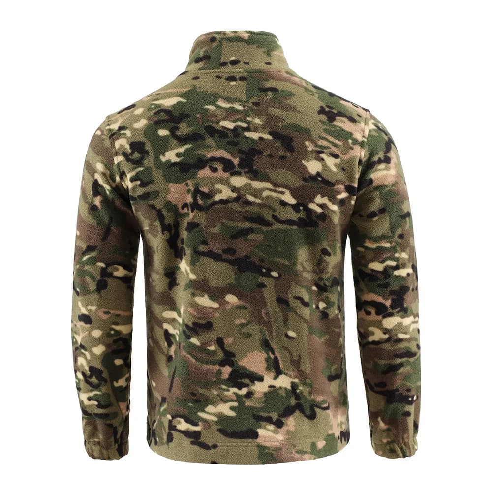 Veste camouflage extérieur polaire double face pour pêche et randonnée - Confort chaud