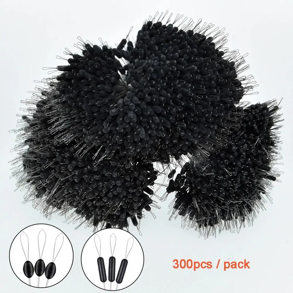 300 stop-lignes silicone noir pêche flotteurs - Billes arrêt ligne résistance pêche accessoires