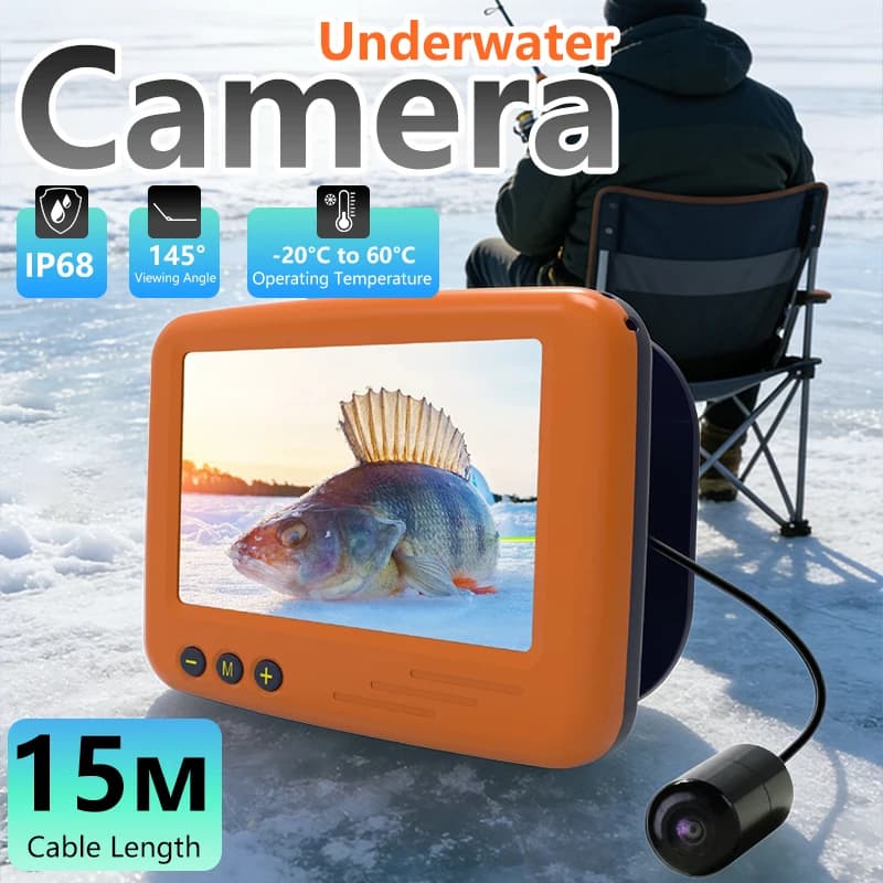 Caméra de pêche sous-marine 4.3 pouces vision nocturne 15m câble pour pêche hivernale glace
