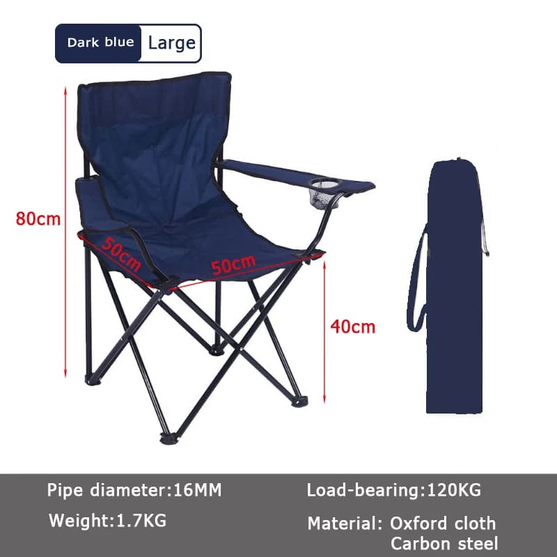 Chaise camping pêche pliante 120kg capacité dossier 40cm cadre métal noir multifonction pêche événements