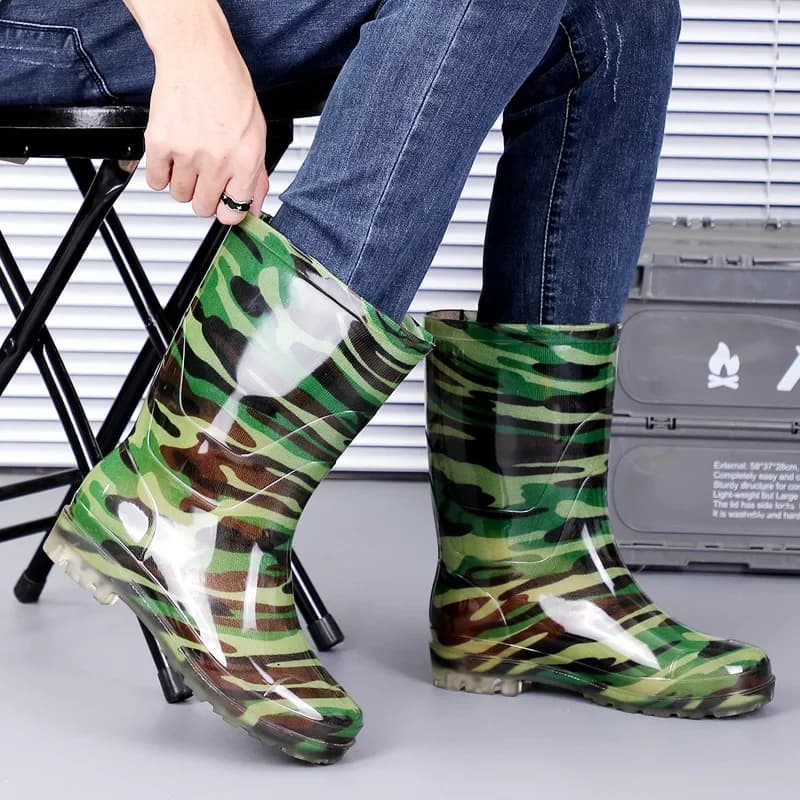 Bottes de pêche camouflage mi-mollet pour approche discrète du poisson en eau douce