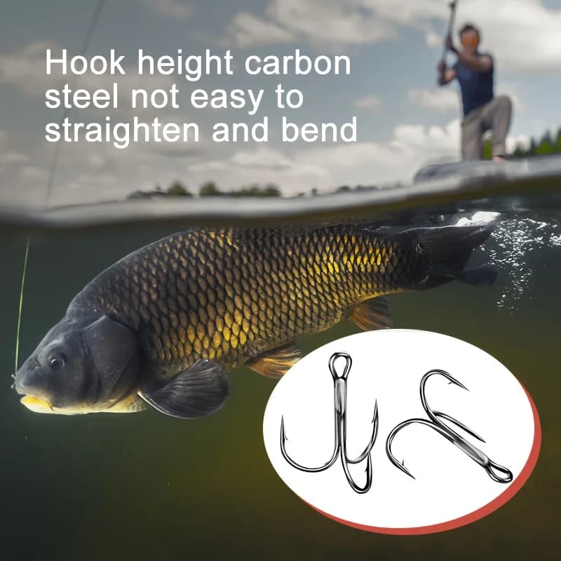 Hameçons triples haute résistance en acier carbone pour leurres de pêche en eau douce et mer