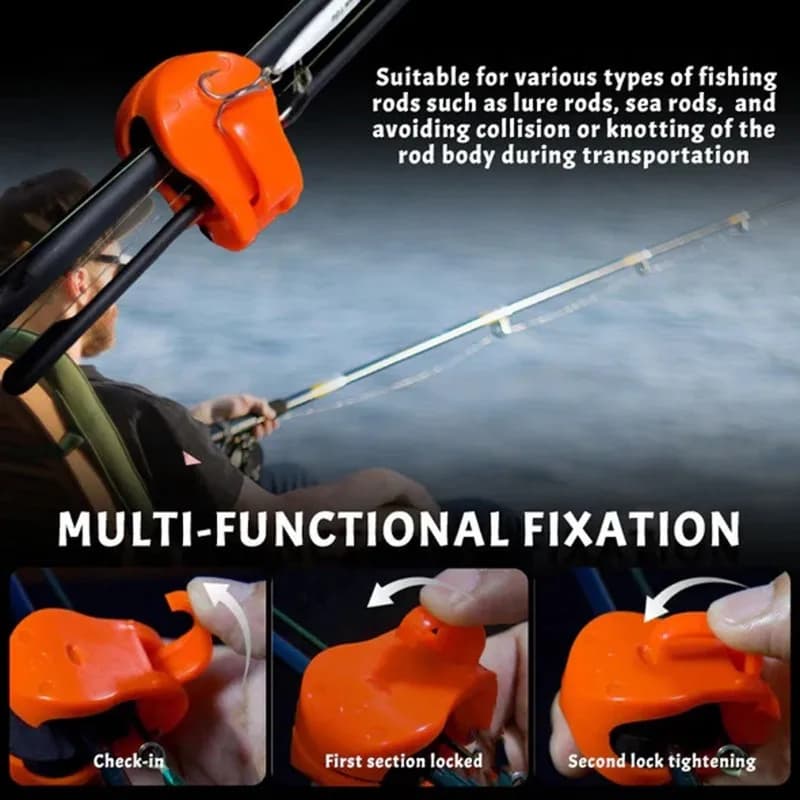Support canne à pêche fixe avec clips et sangles pour montage mural compact