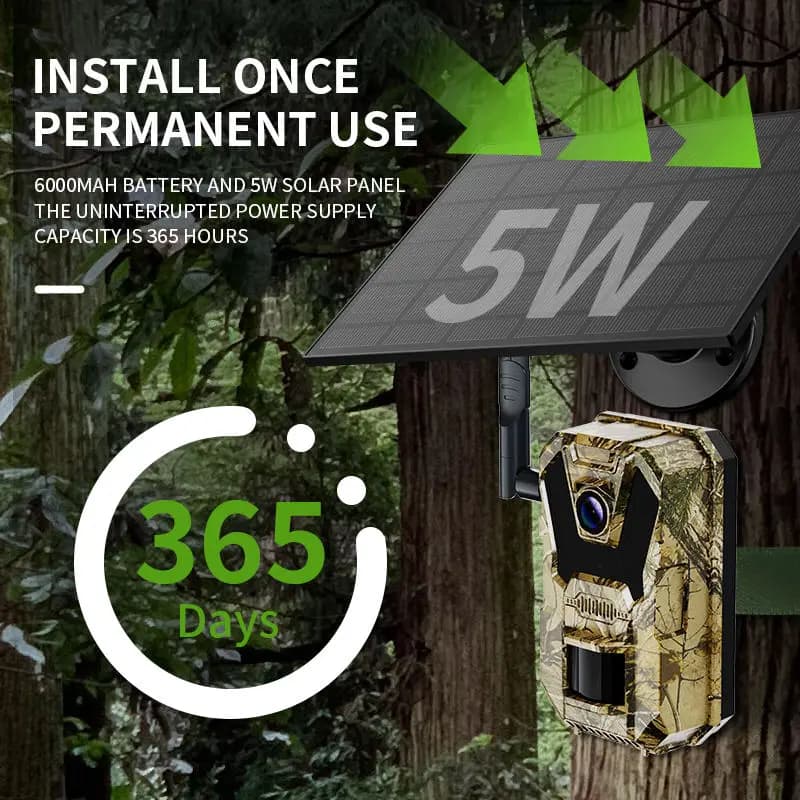 Caméra de chasse 4G LTE étanche solaire 4MP avec application Ucon pour surveillance faunique à distance