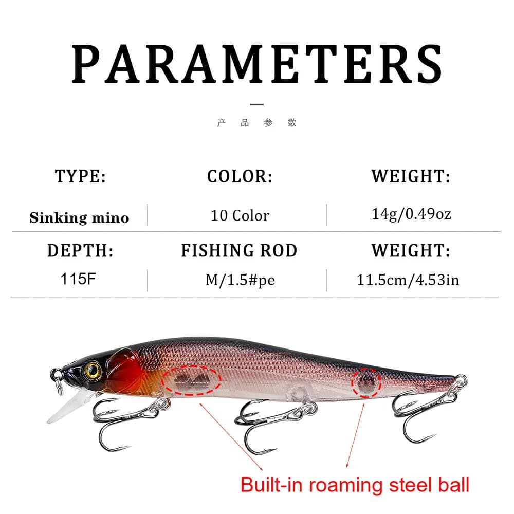 Leurre pêche carnassiers 115mm 14g appât artificieul perche brochet leurre souple avec yeux 3D