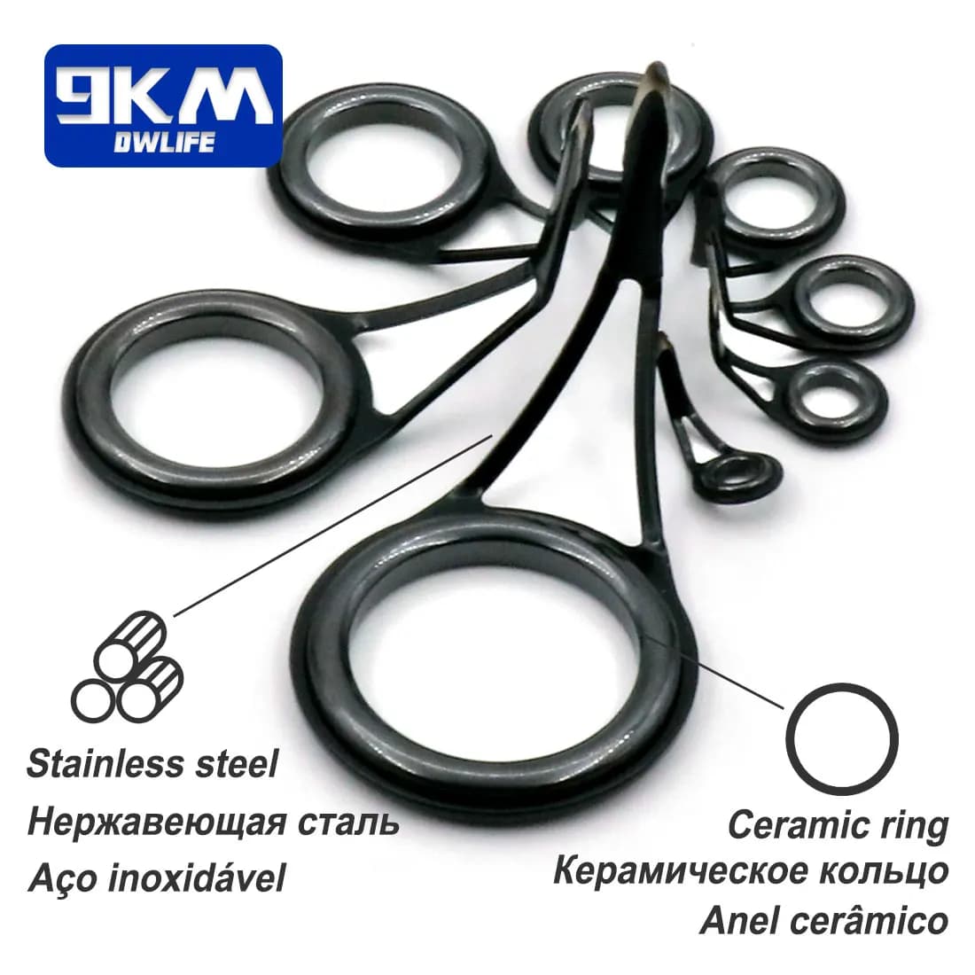 Kit réparation canne télescopique spinning 8-105 pièces guides céramique acier inox remplacement complet