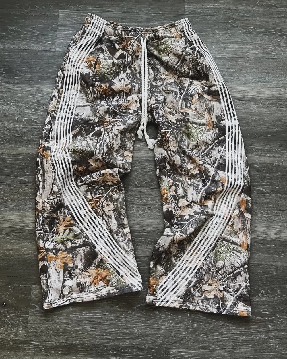 Pantalon camouflage rétro Y2k loose pêche jogging cordon ajustable unisexe qualité premium