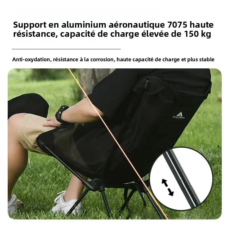 Fauteuil de pêche Moon Chair en aluminium 7075, respirant et anti-enfoncement pour camping extérieur