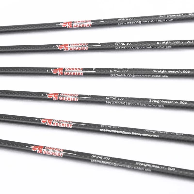 Flèches carbone 3K Linkboy 32 pouces spine 250-800 - 12pcs pour arc compound chasse pêche