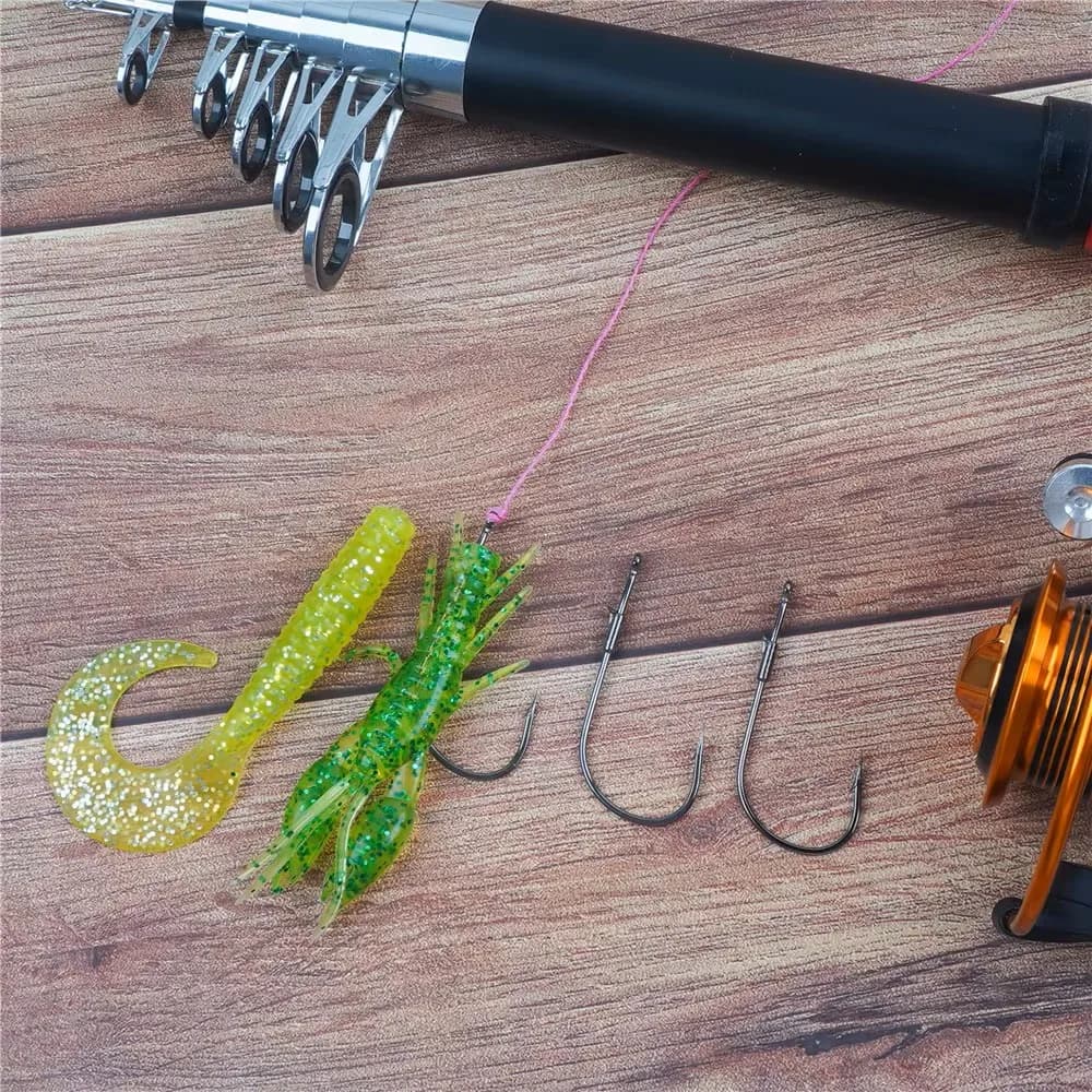 Hameçon pêche leurre ver pour bass en acier haute carbone 9KM, idéal flipping punching pitching Texas