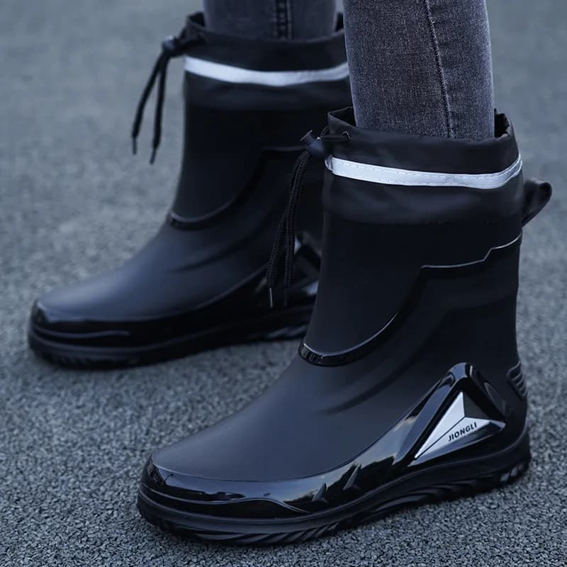 Chaussures de pluie homme outdoor antidérapantes pêche galoches caoutchouc hiver doublure chaude