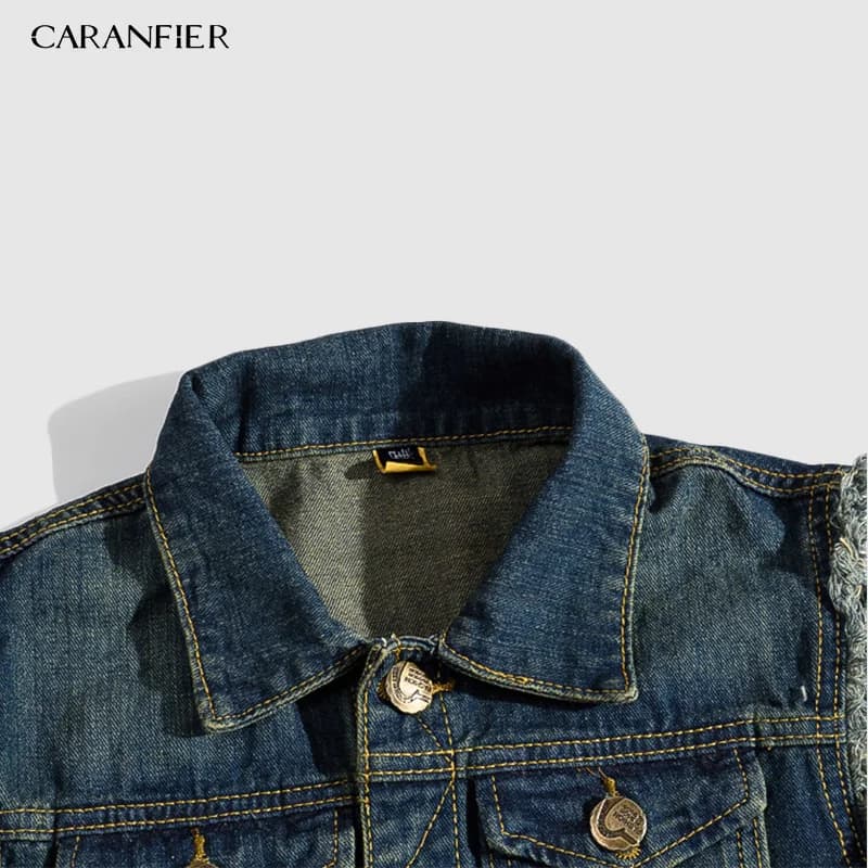 Veste sans manches en jean déchiré pour homme avec poches à franges, style cowboy streetwear printemps