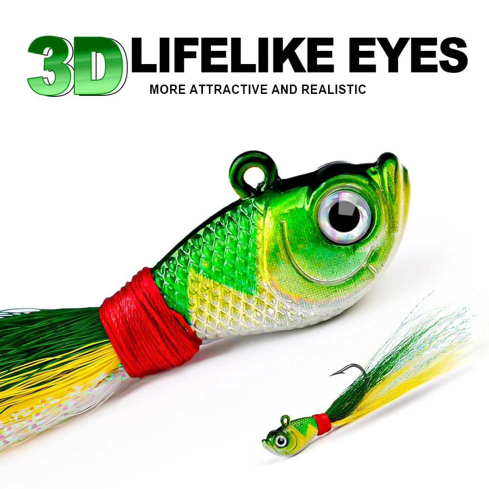 Leurre métal plume Jig Head 5 couleurs 7g à 56g pour leurre souple pêche en mer et rivière