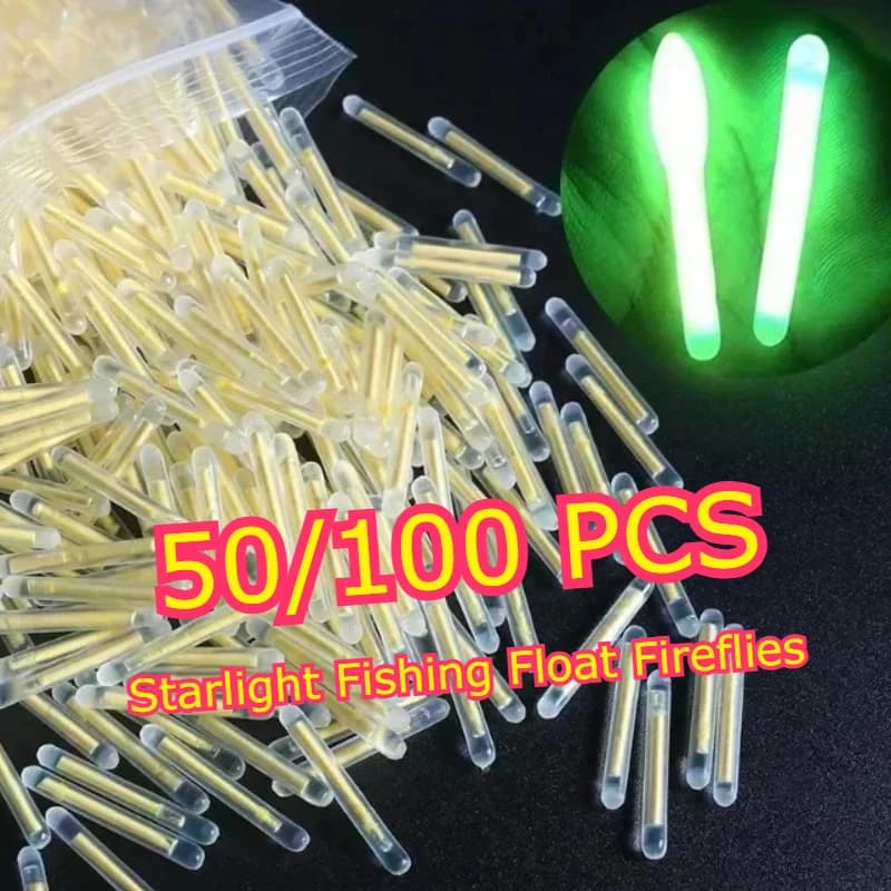 50/100 bâtons lumineux pêche lucioles - 2.2-4.5 mm - Accessoires flotteurs lumineux nocturnes