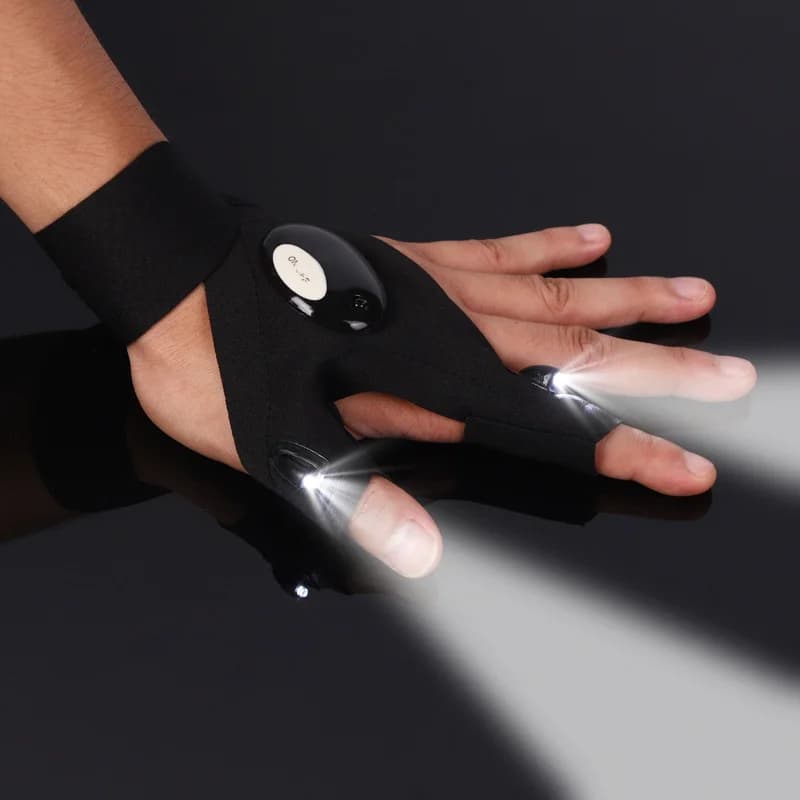 Gants sans doigts LED étanches pour pêche, vélo et randonnée - Lampe intégrée éclairage