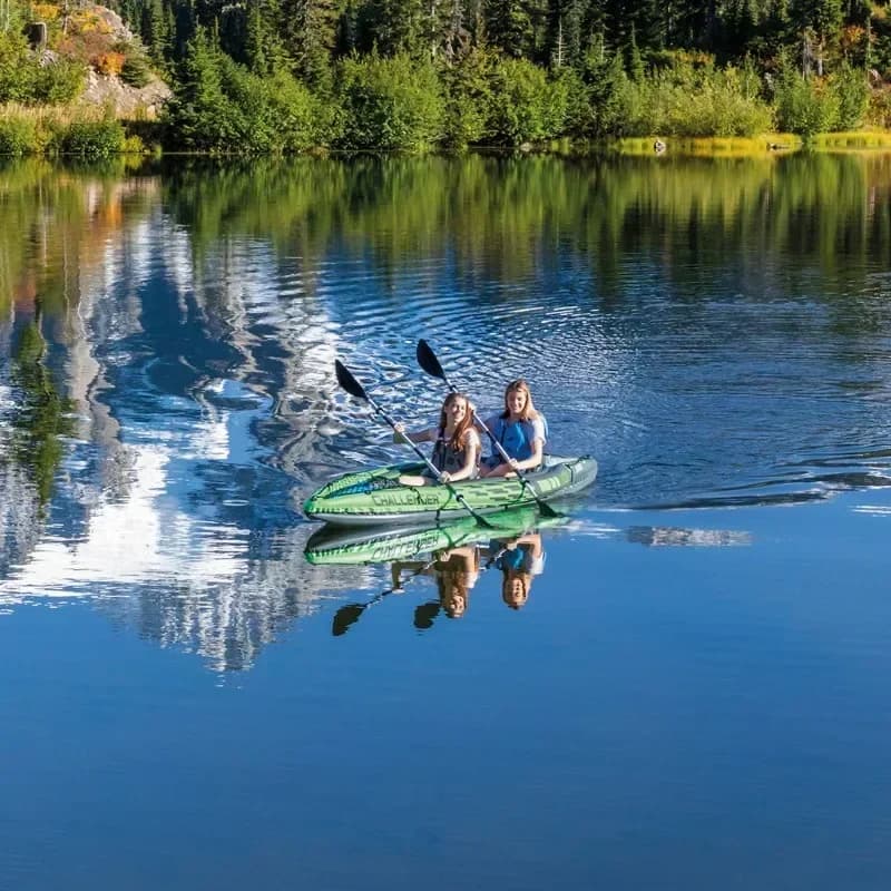 Kayak pêche gonflable portable 2 places - Bateau sports nautiques avec pagaie, pompe et sac de transport
