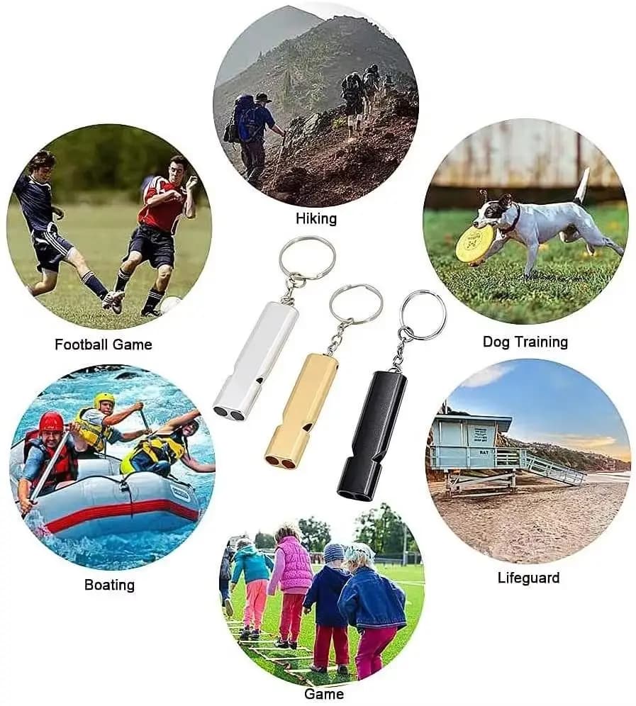 Sifflet survie double tube aluminium - équipement outdoor fréquence dual EDC pour pêche en mer