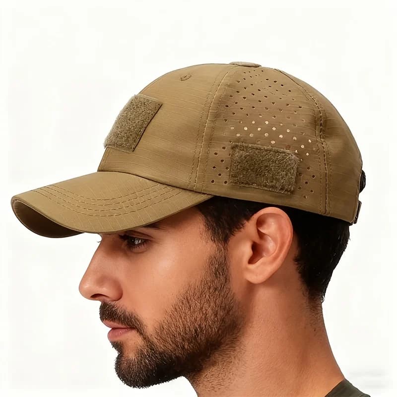 Casquette baseball camouflage militaire pêche - Casquette tactique avec velcro et porte-lunettes