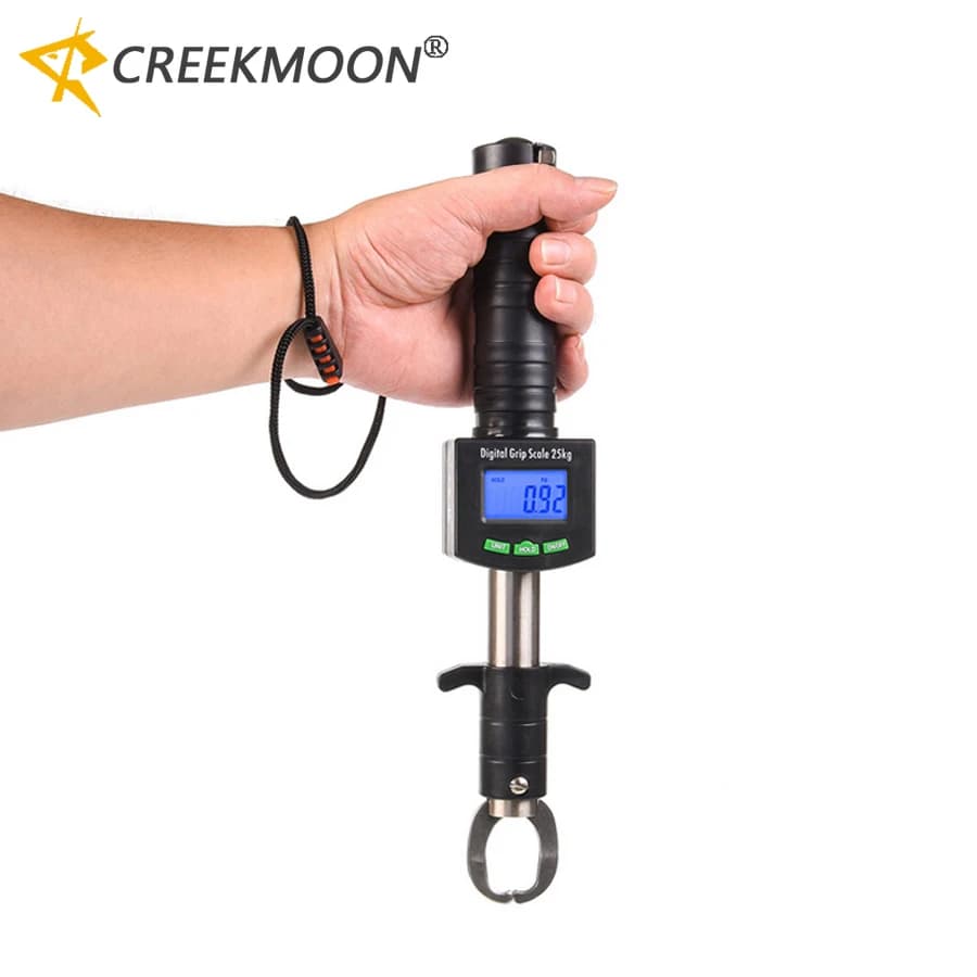 Pince à lèvres pêche inox avec balance 25kg - Gripper digital portable pour contrôle poisson