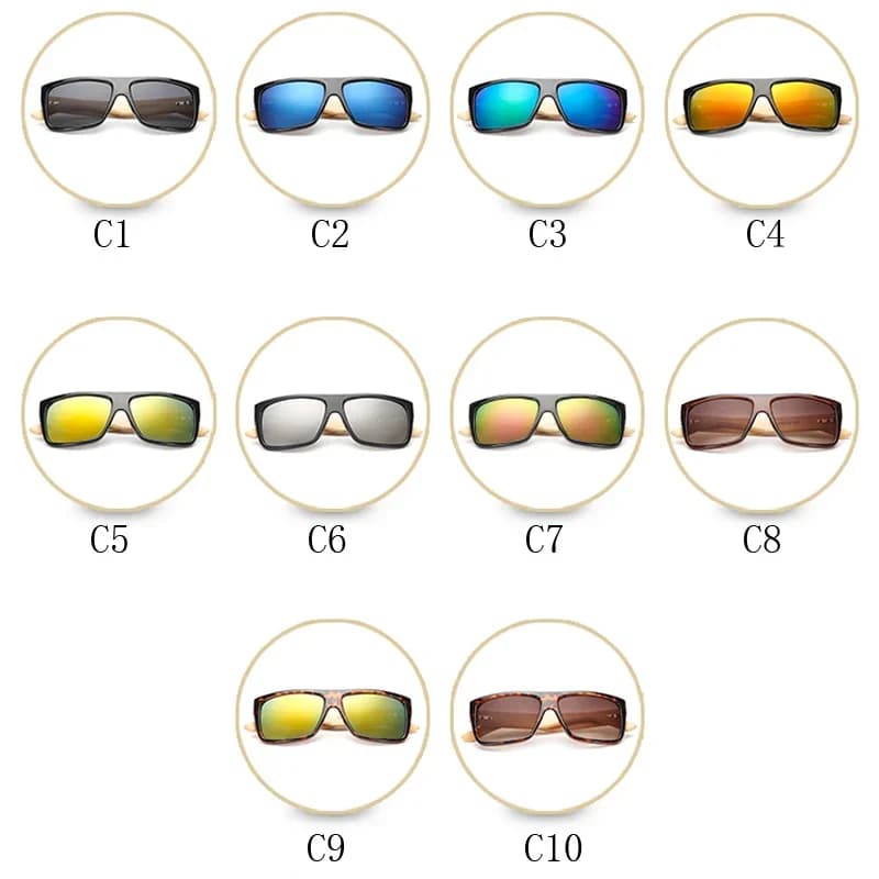 Lunettes de pêche en bambou rétro - Monture bois miroir - Hommes femmes UV400