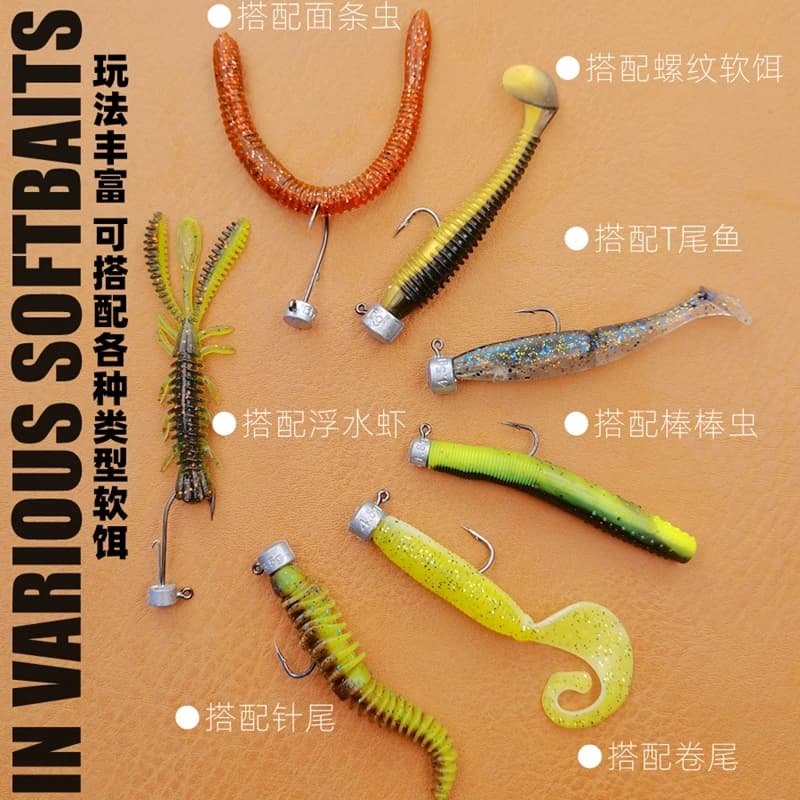 Têtes plombées Ned Rig 10 pièces Mr JigginG 1.8g à 6g - Hameçons pour leurres souples bass et truite
