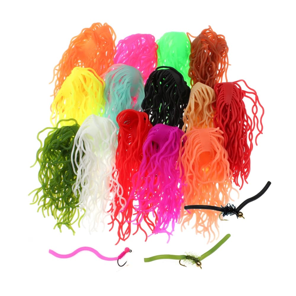 Corps de ver souple extensible 60 brins pour mouche San Juan et leurre truite