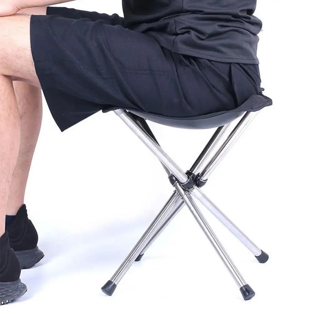 Chaise pliante pêche 4 pieds avec sac de rangement en acier inoxydable pour camping et pique-nique