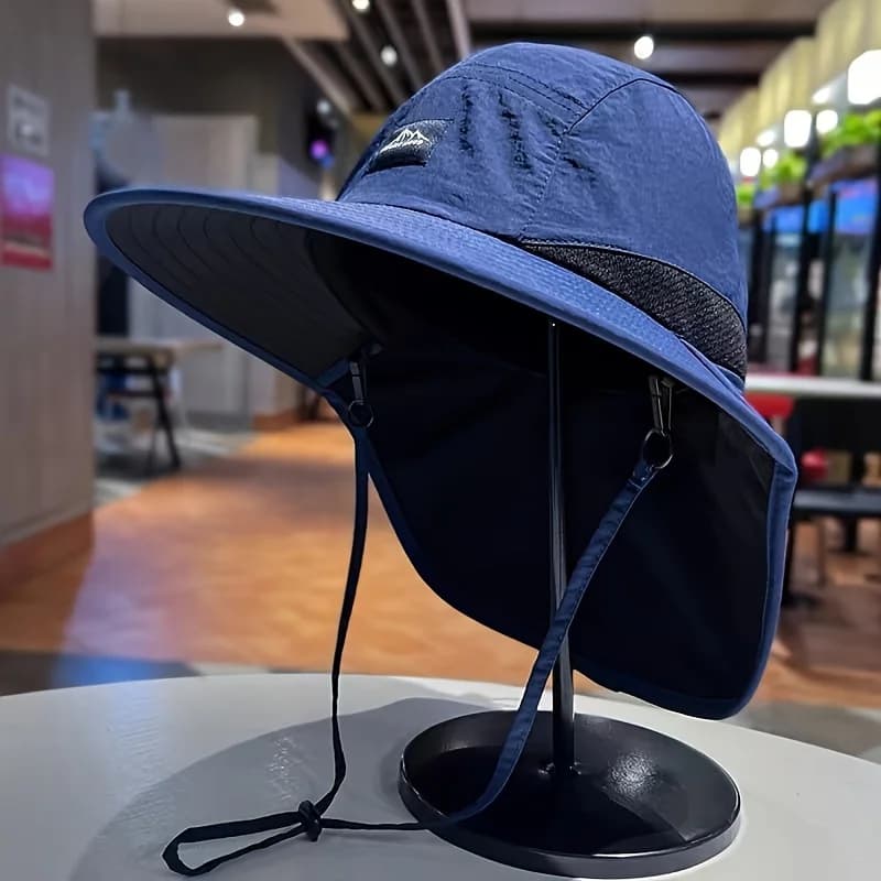 Chapeau de pêche noir en fibre de carbone léger et durable pour randonnée et camping