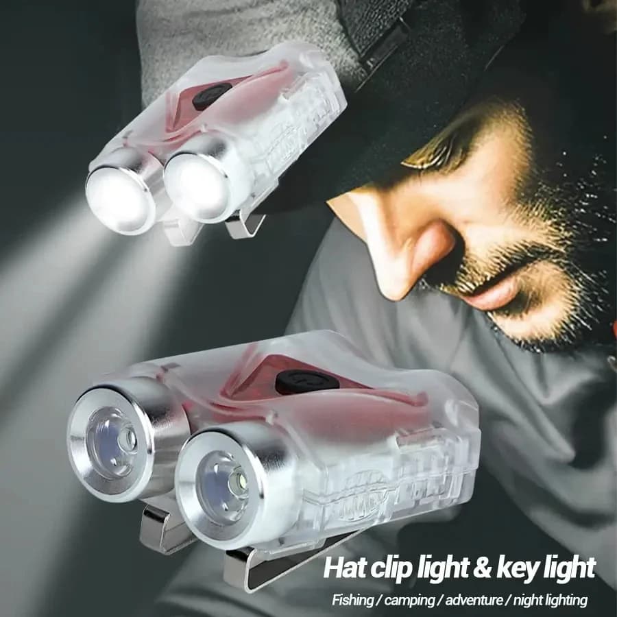 Casquette multifonction avec clip lampe frontale étanche rechargeable et porte-clés pour pêche camping nocturne